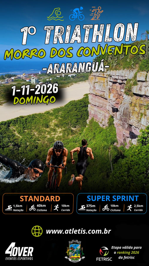 evento 1º TRIATHLON -ararangua sc - 4 over - morro dos conventos - novembro 2026