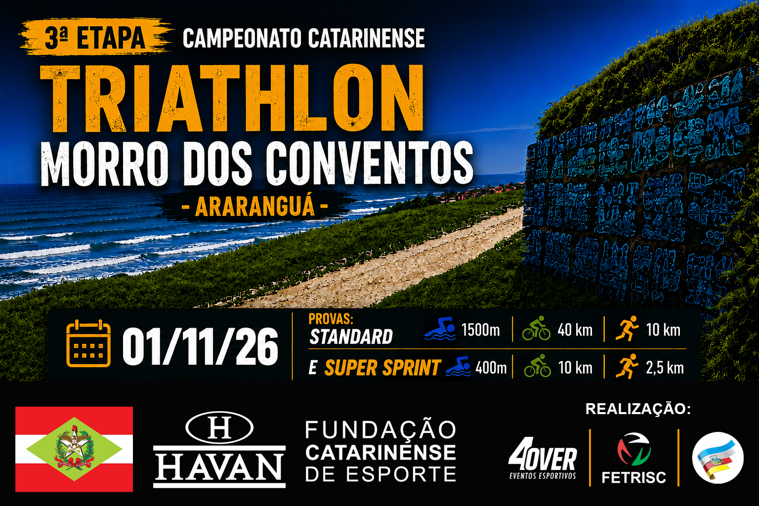 evento 1º TRIATHLON -ararangua sc - 4 over - morro dos conventos - novembro 2026
