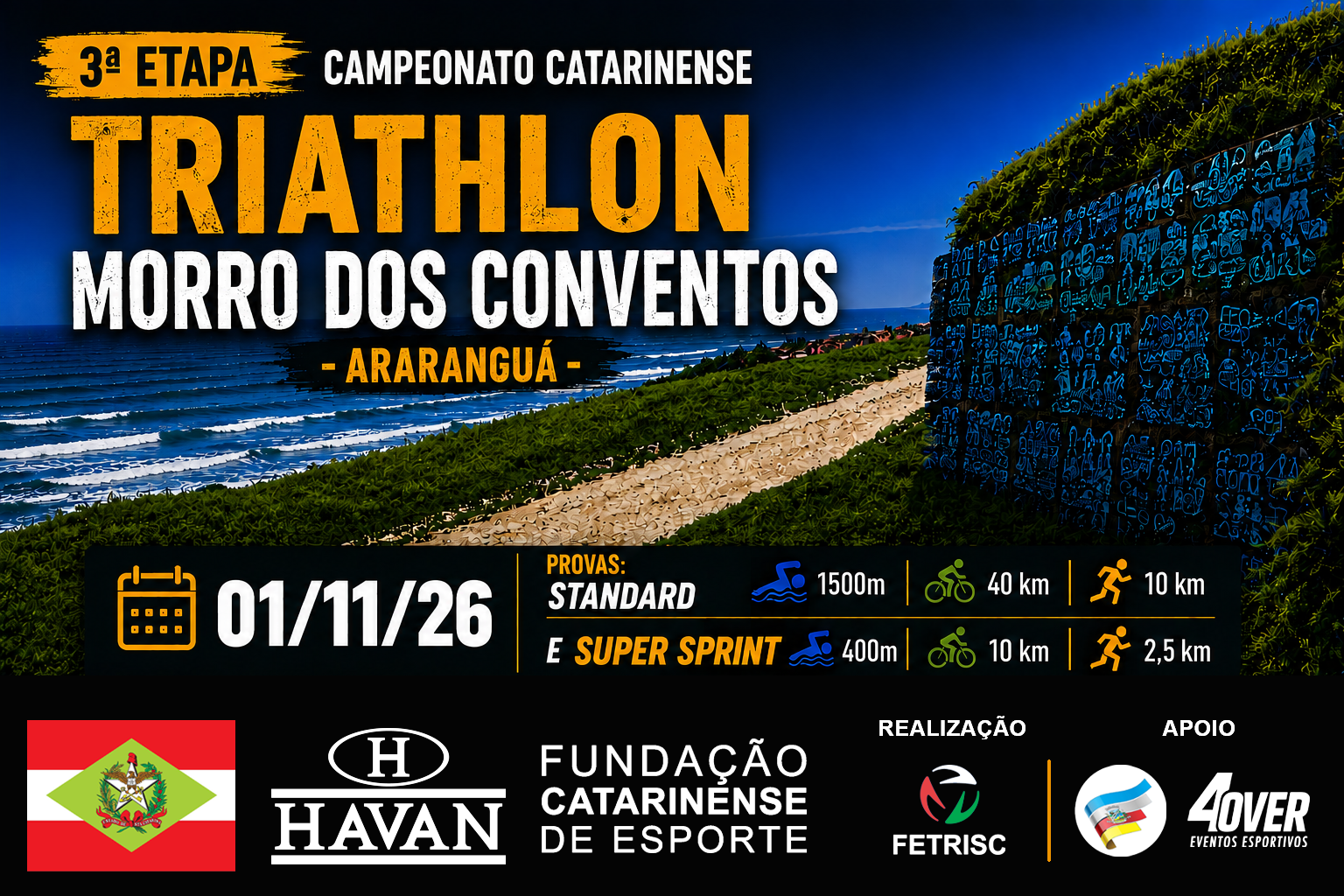 evento 1º TRIATHLON -ararangua sc - 4 over - morro dos conventos - novembro 2026